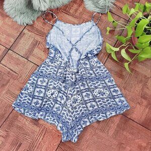 Vintage Bohemian Low Back Cheeky Romper Short- Size M